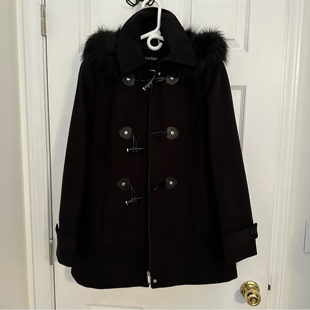 Calvin Klein black wool like coat